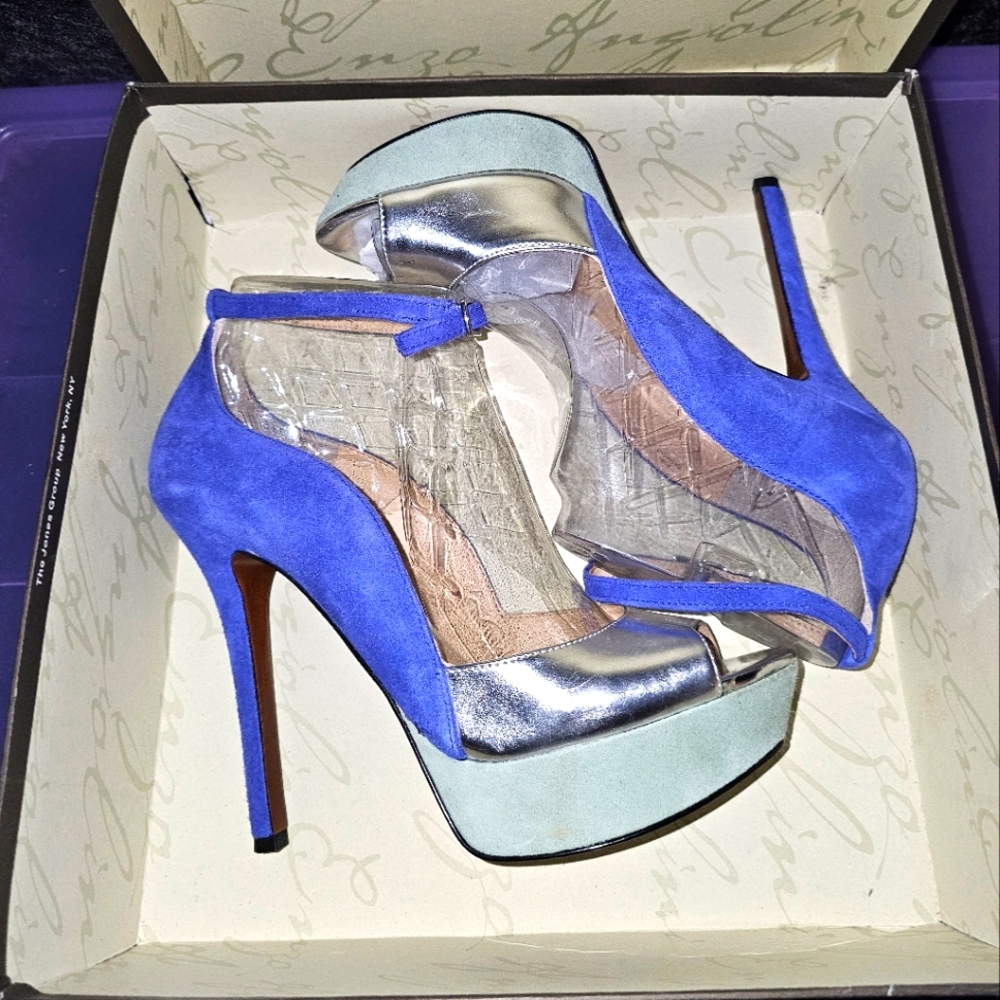 Enzo Angiolini Blue and Silver High Heels